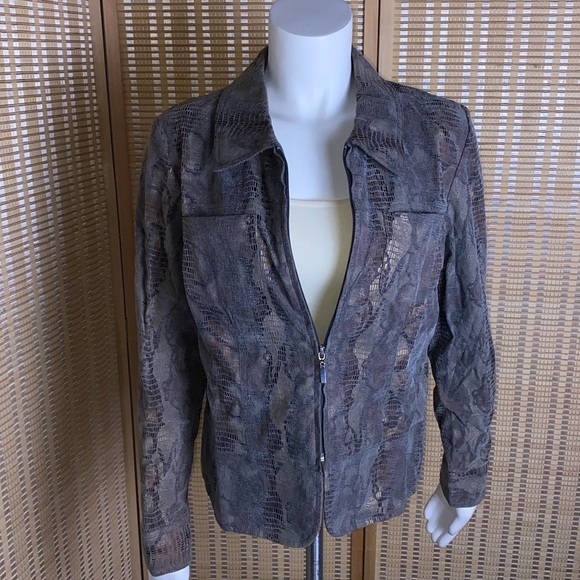 🔷Birch Hill Metallic Snakeskin Print Cropped Lightweight Jacket Size Small - Picture 1 of 8